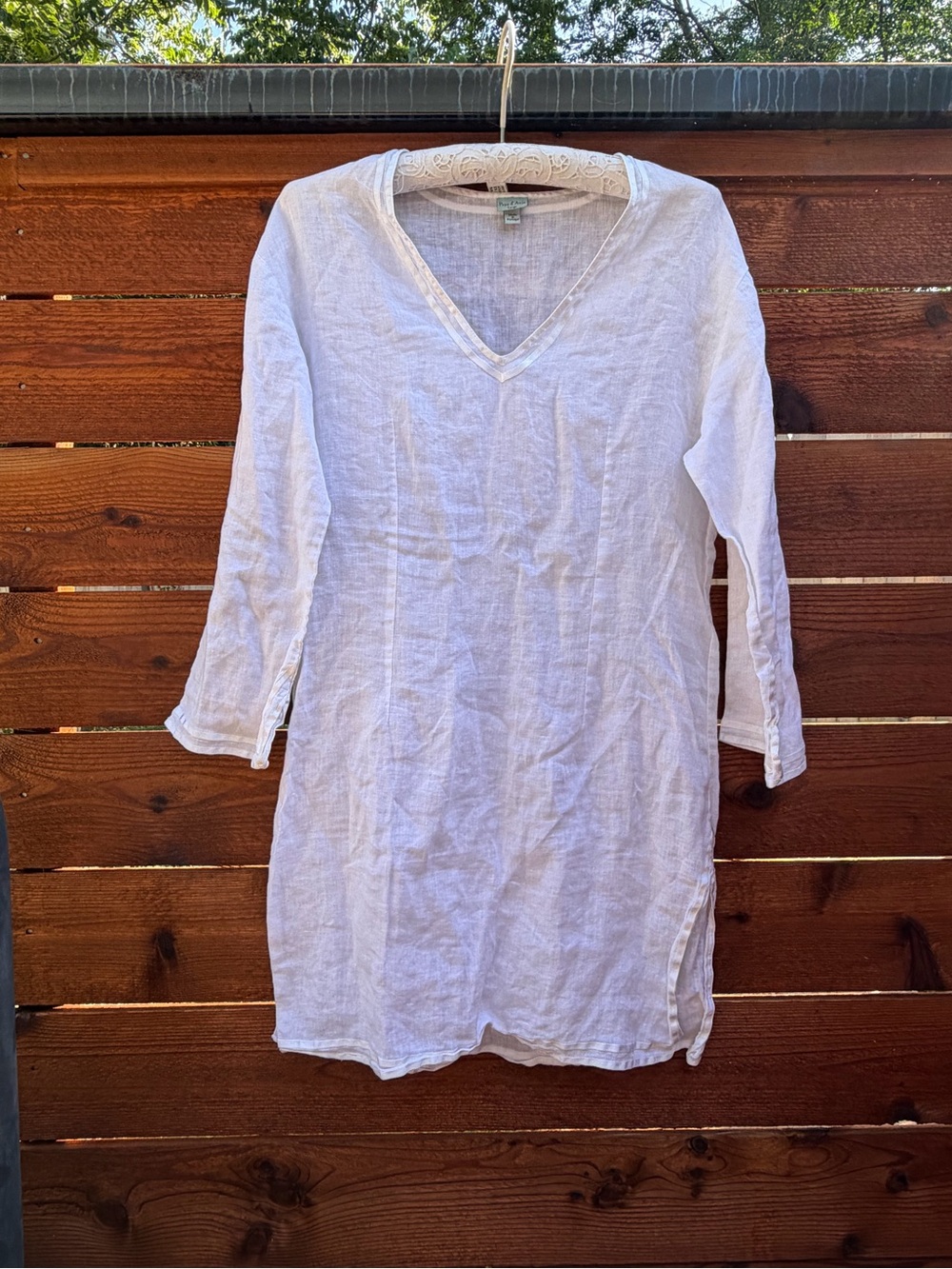 Papo d’Anjo White Linen V-Neck Tunic Dress